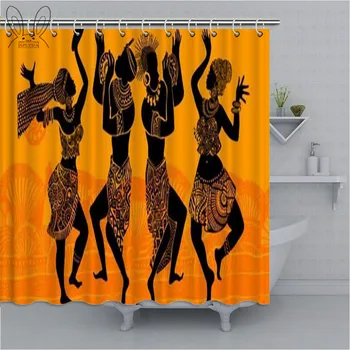 

Orange Abstract Painting Africa life Shower Curtain African Woman Printed Waterproof Bathroom Curtain Polyester Fabric Bath Sets
