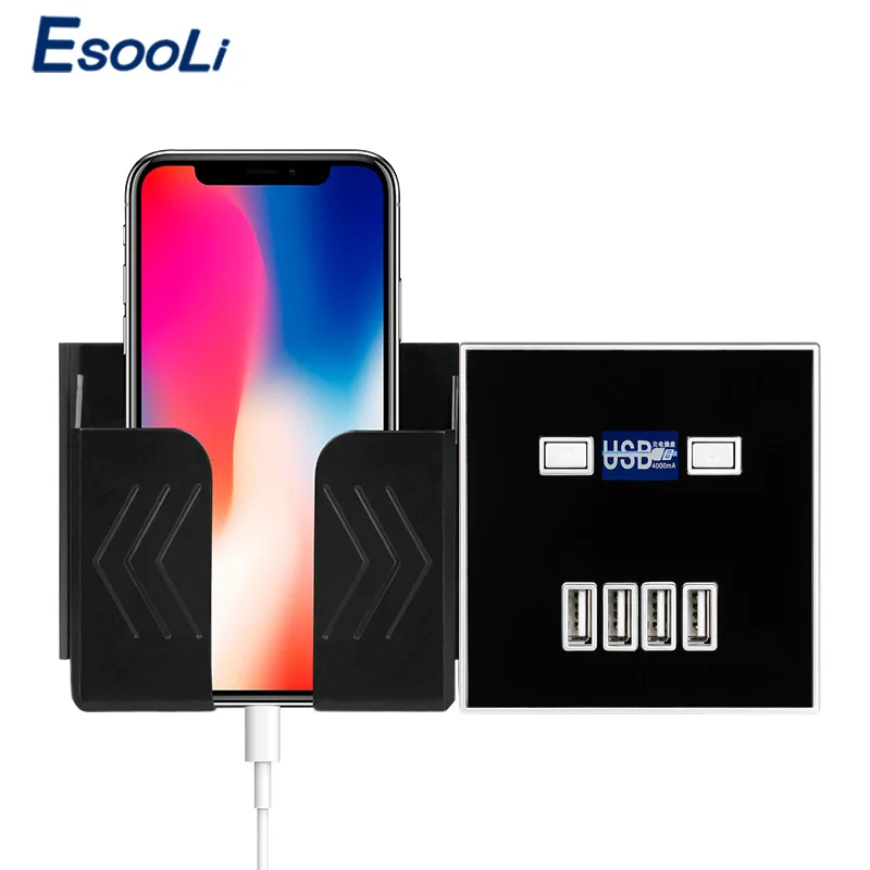 Esooli черный 4 портовый USB адаптер для настенного зарядного устройства 4A