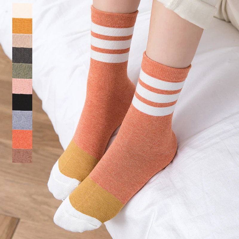 Хлопковые цветные носки в японском стиле, женские эластичные впитывающие пот милые счастливые женские носки, летние тонкие носки для девушек и студентов, 5 пар