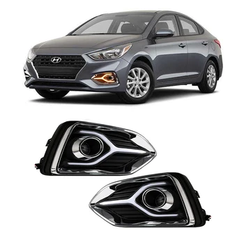 

Magic ColorM For Hyundai Accent 2018 2019 2PCS Car Front Daytime Running Light Assembly With Auto Yellow Turn Signal Light DRL