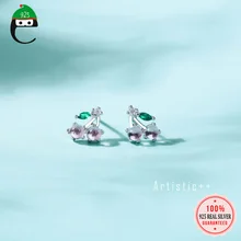 ElfoPlataSi, настоящее 925 пробы, серебряные милые маленькие серьги-гвоздики с фруктовыми вишнями для женщин и девушек, хорошее серебро, 925 ювелирное изделие, ED471