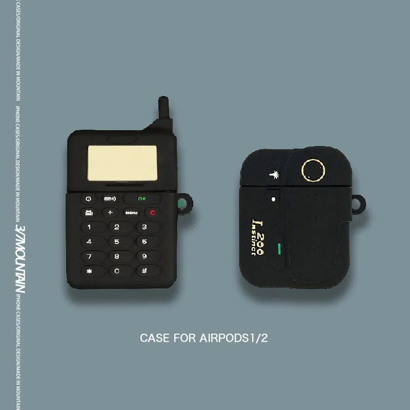 

2020 New Vintage Mobile Phone Ear Muff Keychains Bb Apple Airpods 1/2generation Key Rings Bluetooth Headset Protector Key Chain