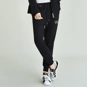 

HAVVA Spring Autumn Fashion Women Harem Pants Black Lace-up Closure Casual Long Pants With Zipper Pocket K3499