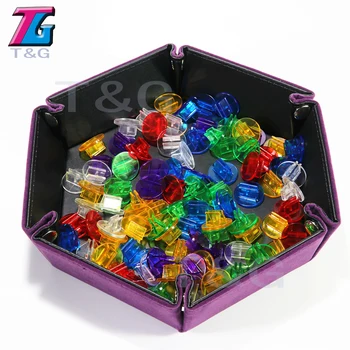 

PU Leather Tray Double-sided Soft Velvet Easy To Use and Carry Foldable Accessory Favorites Dices Box Boardgame
