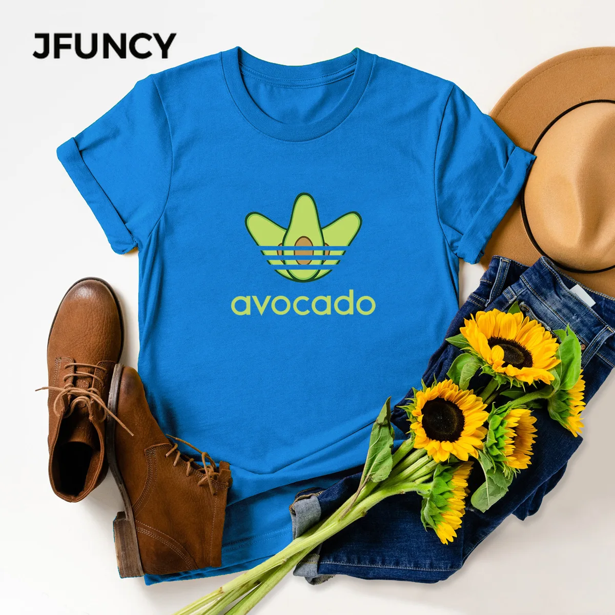 JFUNCY забавные авокадо женские футболки летние с коротким рукавом Harajuku рубашка Femme