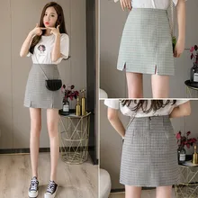 High-Waist Slim-Fit Plaid Slit Skirt Women 2020 Spring Summer Skirts Womens New-Style Anti-Exposure-Style Women's Skirts Femme High-Waist Slim-Fit Plaid Slit Skirt Women 2020 Spring Summer Skirts Womens New-Style Anti-Exposure-Style Women's Skirts Femme