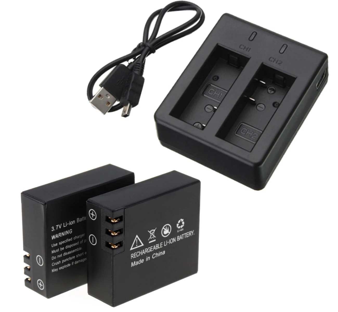 2Battery and Charger Аккумулятор 900 мАч и двойное зарядное устройство USB для SJCAM SJ4000, SJ5000, SJ6000, SJ7000, SJ8000, SJ9000, M10 wifi Спортивная Экшн-камера - Цвет: 2Battery and Charger