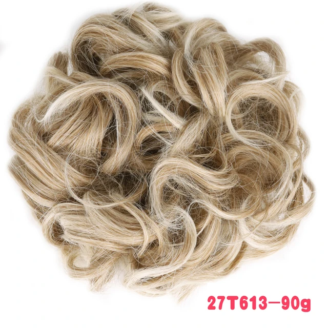 MERISIHAIR Synthetic Girls Curly Scrunchie Chignon With Rubber Band Brown Gray Hair Ring Wrap On Messy Bun Ponytails 90g-27t613