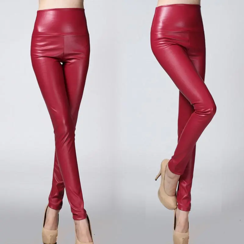

Sale Autumn Winter Soft Stretch Sexy PU Faux Leather Velvet leggings Female 25 Colors Skinny Women Comfortable Elastic Pants 1PC