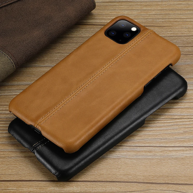  wlzcyhbd Mid Splice Stitched Genuine Cow Leather Cases For iPhone 11 Pro Max X Xr Xs 6s 7 8 Plus Re