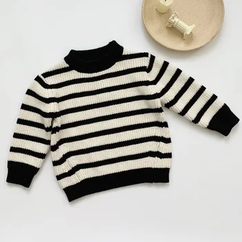 

1-7Yrs Autumn Winter Baby Kids Boys Long Sleeve Knit Sweater Baby Kids Boys Cross Stripe Pullover Sweaters Children's Clothes