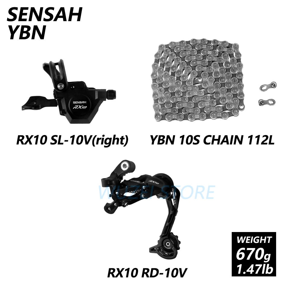 SENSAH RX10 1X10S M6000 велосипедные переключатели 11-42/46/50T Кассетный Маховик KMC X10 цепи Prowheel кривошипно MTB велосипеда указано - Цвет: RX10 and YBN