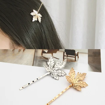 

Vintage Hair Accessories Metal Silver Gold Maple Leaf Bobby Pin Fancy Punk Leaf Hairpin Plant Hair Barrette For Women Girls Clip