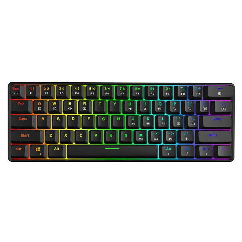 RGB LED Backlit Bluetooth 5.0 Wireless Mechanical Keyboard Portable Gaming Keyboard 61 Keys Mini Keyboard