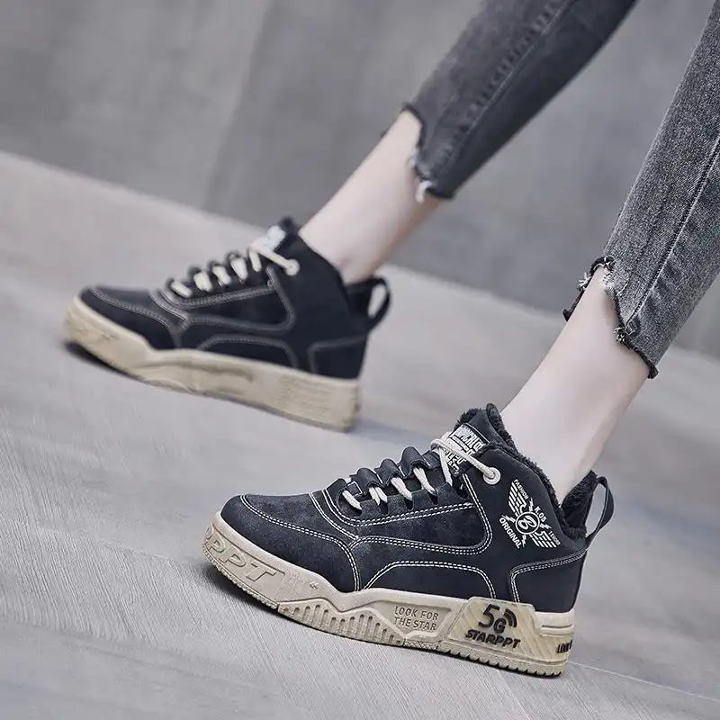 冬の女性のブランドの靴ファッションデザイナー高トップ厚底靴女性バスケットファムカジュアル分厚いスニーカー女性 レディースヴァルカナイズシューズ Aliexpress