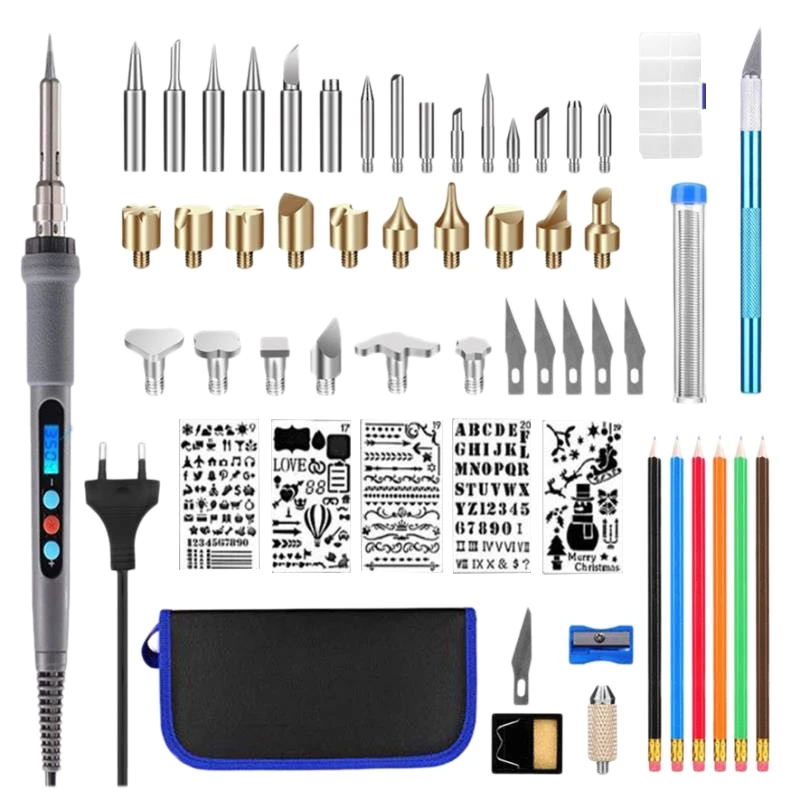 

56Pcs Wood Burning Kit Professional Pyrography Set with Adjustable Temperature Pyrography Pen