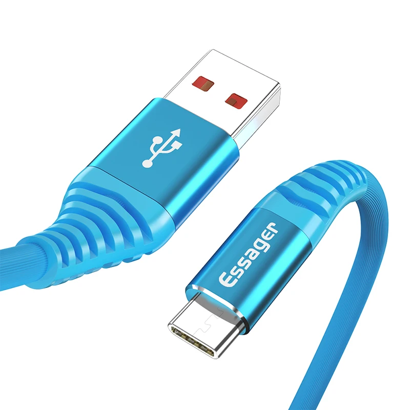 Синий Essager usb type C кабель для Xiaomi mi 9 8 mi 9 mi 8 huawei P20 lite samsung S10 S9 Быстрая зарядка USBC кабель type-c USB-C зарядное устройство - Цвет: Синий