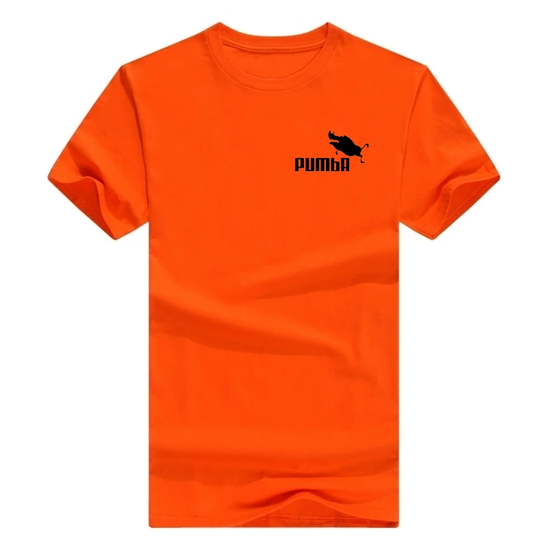 x-orange Модная мужская футболка из хлопка, летняя футболка для мальчиков, футболка для катания на коньках, топы, workou, футболка с коротким рукавом и буквенным принтом pumba - Цвет: x-orange