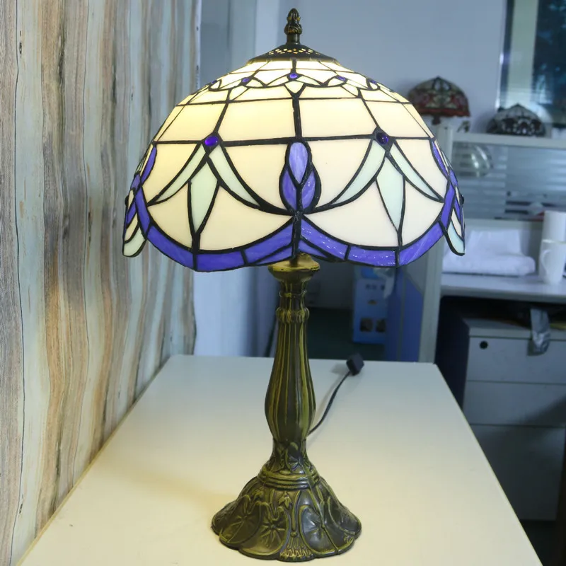

12 Inch Tiffany Table Lamp Stained Glass European Baroque Classic for Living Room E27 110-240V