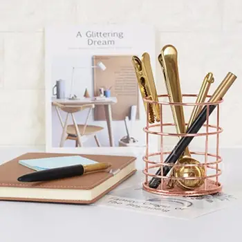 

Nordic Iron Art Golden Storage Pen Holder Dining Table Chopsticks Cage Basket Home Desktop Kitchen Utensils Storage