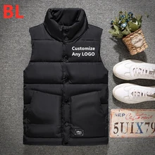 BL мужской классический Harajuku стиль Зима утолщаются жилет куртки без рукавов личности карман человек хип хоп вниз удобные топы