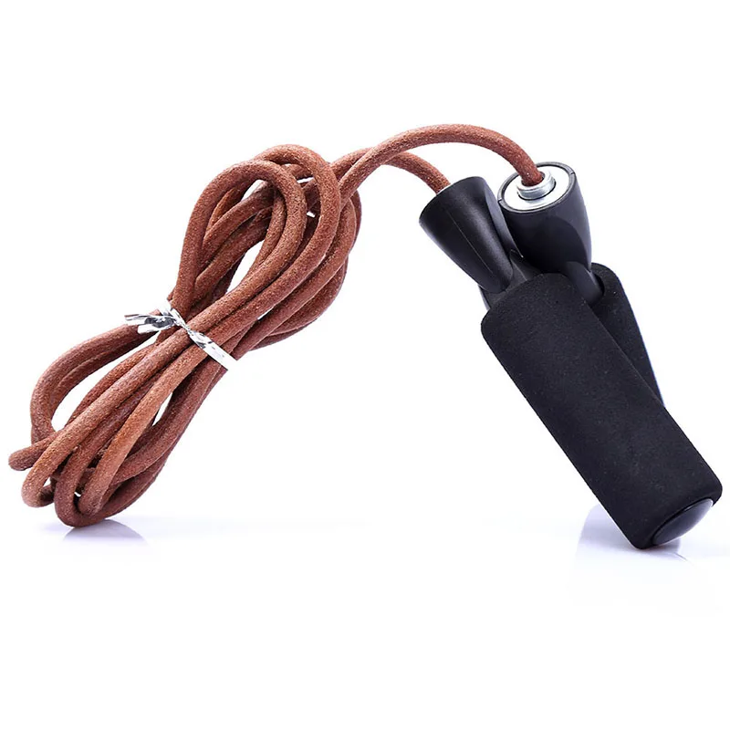 Leather Jump Rope Adjustable Length Workout Speed Aerobic Exercise Training