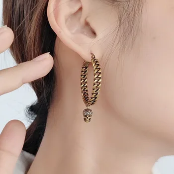 

Punk woman pendant earrings 2020 Korean popular stainless steel retro personality hip-hop rock earrings gift high quality