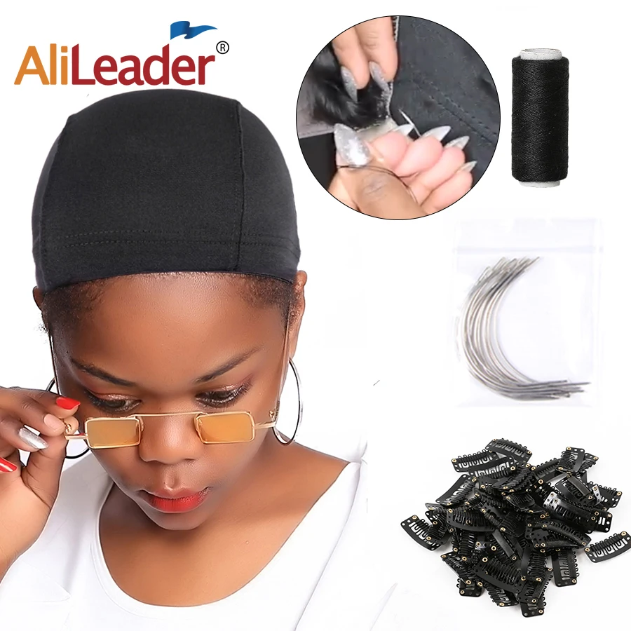 

Alileader Dome Wig Cap 20Pcs Wig Snap Clips For Hair Extension 12Pcs 9Cm C-Curved Needles And Sewing Thread For Making Wig Cap