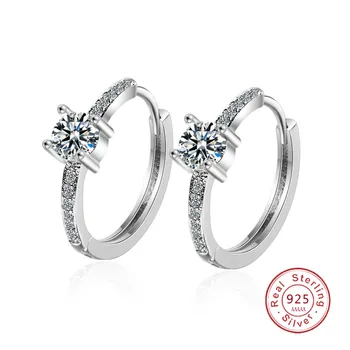 

Fashion CZ Zircon big smooth stud Earrings for Women Girls 925 Silver Circle inlaid zircon Earings wedding silver Jewelry Gifts