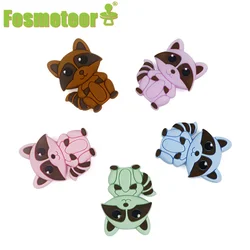 Fosmeteor New Silicone Beads Teething Cartoon Fox Beads Animals 5pcs DIY For Children Newborn Baby Teether For Teeth Toy Gift