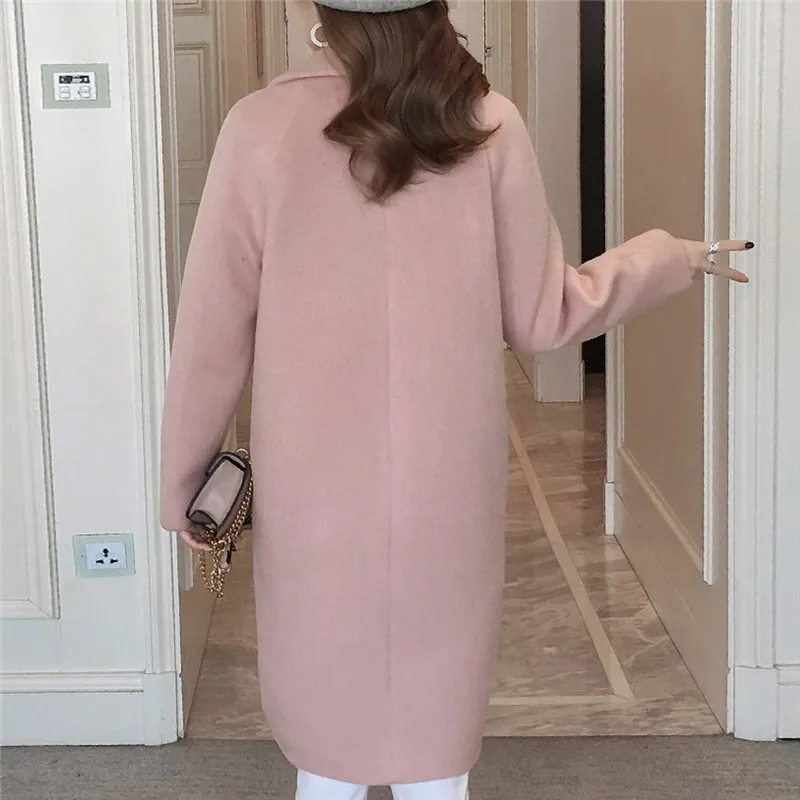 Женское пальто из смешанной ткани, для работы, однотонное, тонкое, винтажное, зимнее, для офиса, с длинным рукавом, на пуговицах, шерстяное пальто, пальто, Casacas Para Mujer N9