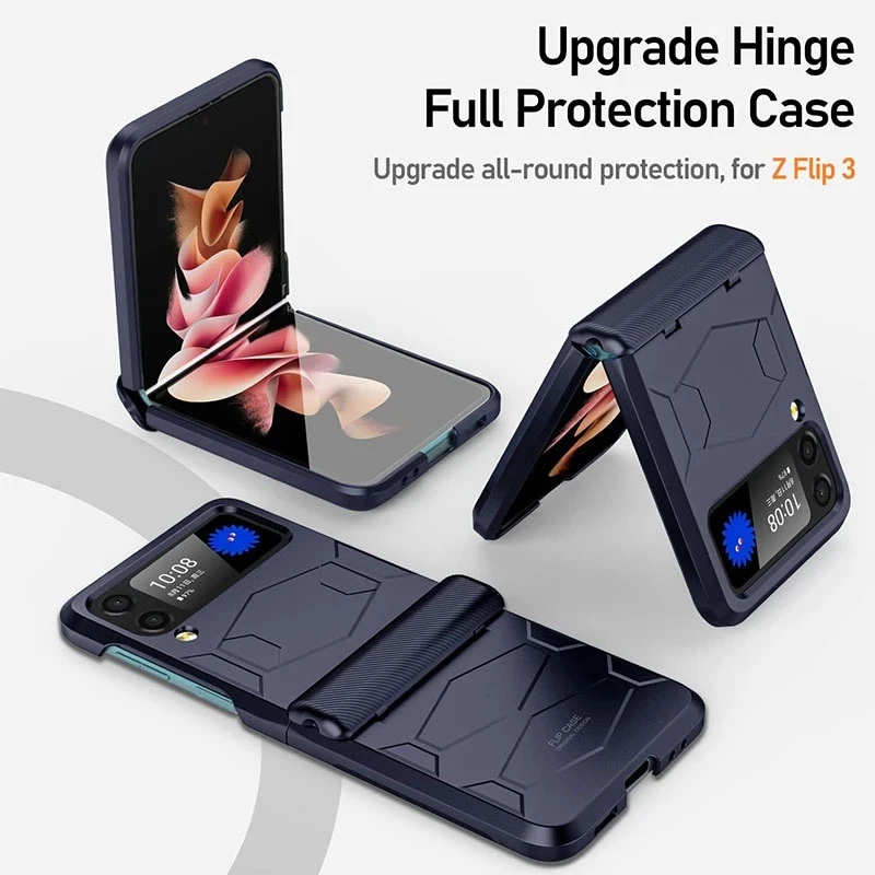 Fundas ZFlip3 Hinge Case Armor Shockproof Coque for Samsung Galaxy Z Flip 3 Flip3 5G Case Hard PC Hinge Full Protection Cover Z3 galaxy z flip3 case