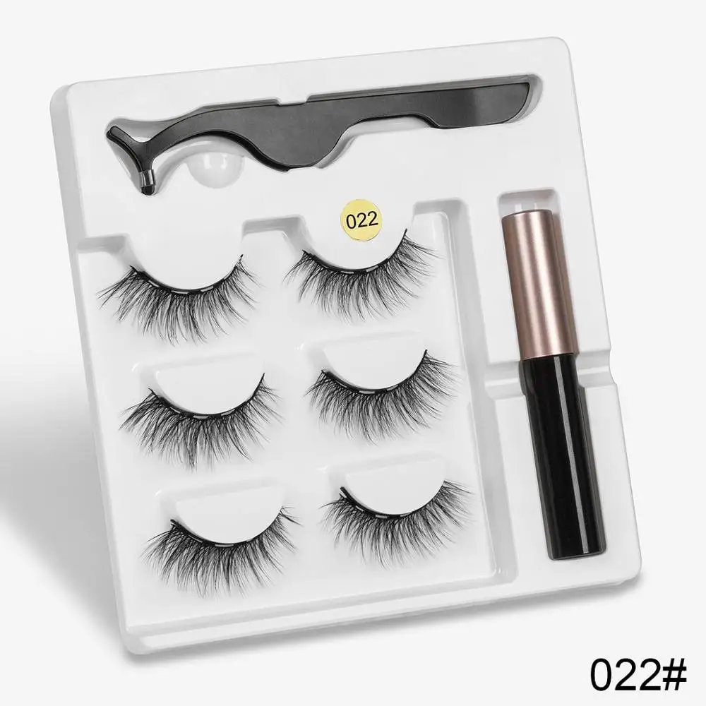 022 Набор ресниц Накладные ресницы на магнитах Магнитная подводка для глаз для завивки ресниц Магнит набор натуральные накладные ресницы расширение объем мягкие ресницы - Цвет: 022