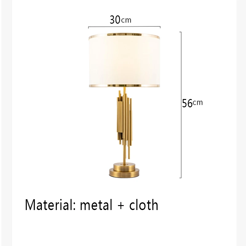 Роскошный светодиодный Железный Настольный светильник, домашний декор, Настольный светильник, прикроватный, для спальни, для учебы, отеля, для гостиной, в офис тканевые абажуры - Цвет абажура: 30cmx56cm