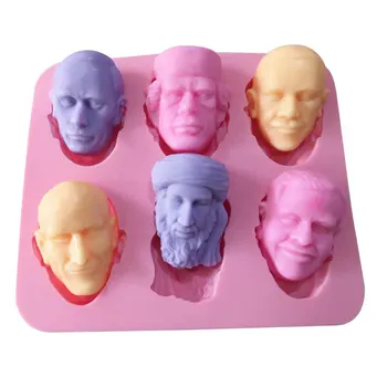 

6Cavity Man head Silicone Soap Mold Fondant Cake Mold Resin Gypsum Chocolate Candle Mold Silicone Baking Tools Kitchen Decorati
