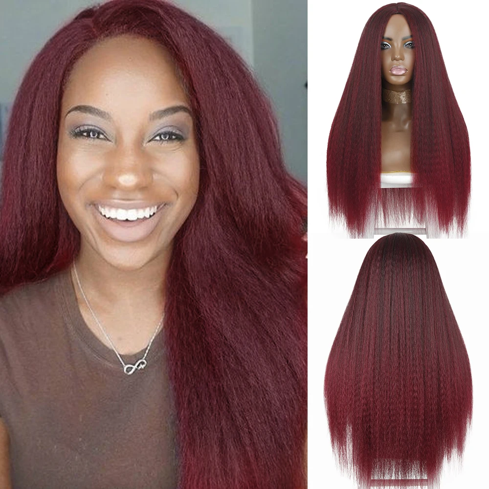 AZQUEEN-Peluca de cabello sintético para mujeres negras, pelo artificial Natural rizado, brasileño, Negro, Rojo, Afro, Yaki