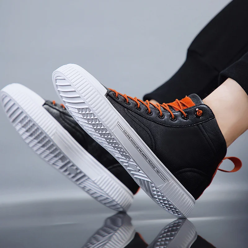 

High shoes men's 2019 new autumn and winter Korean version of the wild trend of leather youth sports shoes
