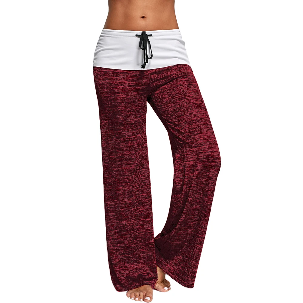 

Women High Waist Fold Over Palazzo Yoga Pants Casualyoga Leggings Trousers Pajama Slacks Sport Leggings 1#15/15D50
