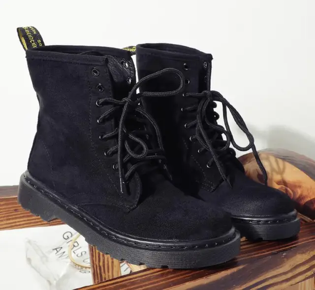 Botas cortas con cordones de martin botines de marca para mujer, botas de  moto de tobillo grueso británico, botas de nieve de piel cálida de felpa  para invierno las mujeres|Botas hasta el