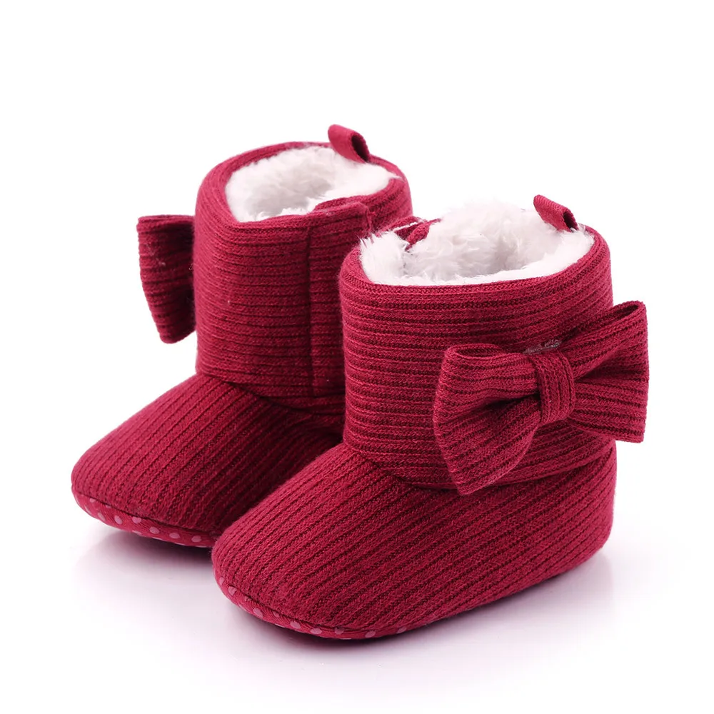 TongYouYuan/новые зимние сапоги для детей с бантом; вязаные детские ботинки для мальчиков и девочек; очень теплые ботинки для малышей