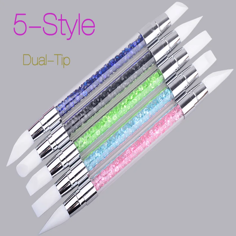 

Double End Silicone Nail Art Carving Sculpture Draw Painting Pen Hollow Engraving Manicure Tools Nail Glitter Brush