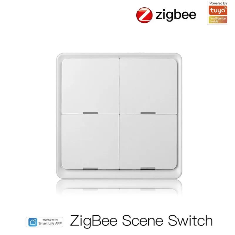 ZigBee Tuya Smart Wall Light Switch APP Wireless Remote Control 4Gang Home Wall Button Switch Work With Alexa Google 4 Gang 