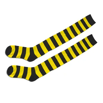 

1 Pair Women Girls Cotton Over Knee Long Stripe Printed Thigh High Striped Patterned Socks 5 Colors Warm Soft