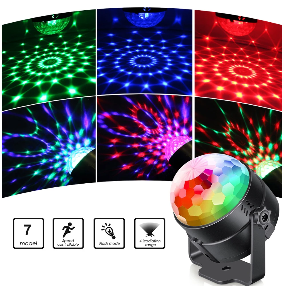LED Disco Stage Light DJ Ball Sound Activated Projector Lamp With Remote Control For Christmas Party US/EU/UK/AU Plug