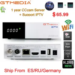 FREESAT gtmedia GTC Android 6,0 ТВ коробка DVB-S2/T2/кабель/ISDBT Amlogic S905D 2 Гб ram 16 Гб rom freesat + 1 год Бесплатный CCcam подарок