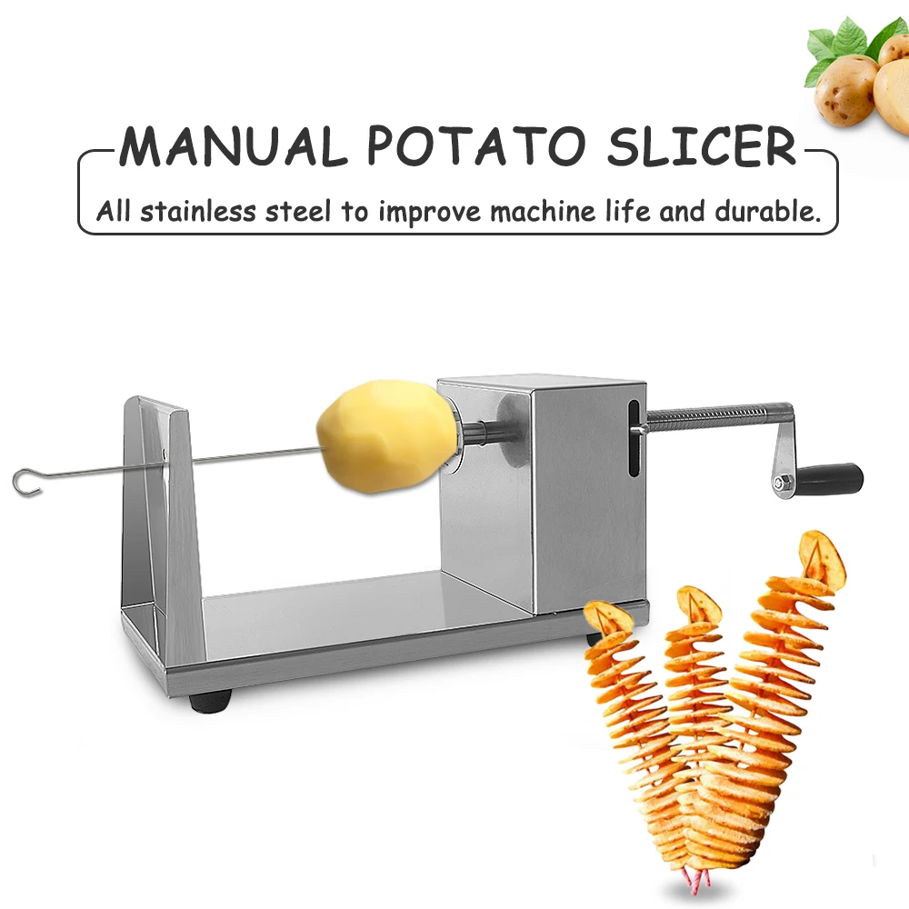 ITOP Potato Spiral Slicer Stainless Steel Potato Tower Twisted Cutter Slicer Machine Manual Vegetable Tools With 2 Blades ITOP Potato Spiral Slicer Stainless Steel Potato Tower Twisted Cutter Slicer Machine Manual Vegetable Tools With 2 Blades