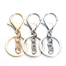 

5pcs/lot Gold Rhodium Plated Keychain Key Ring Lobster Clasp Hook Keychain Split Keyring Findings for Diy Jewelry Making