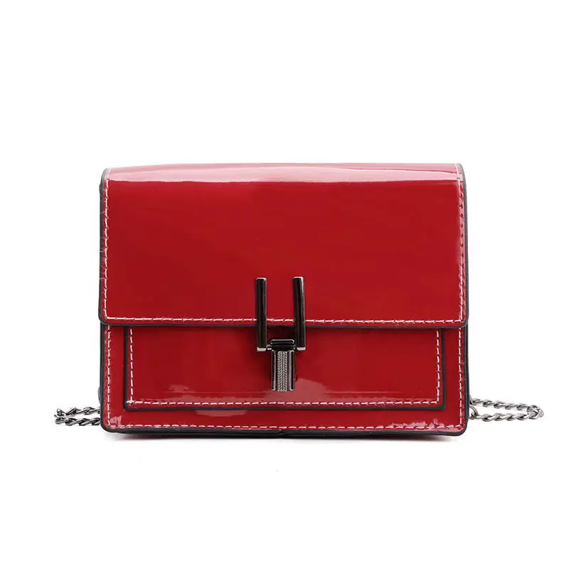 

Bag Women's 2018 New Style Patent Leather Chain Fashion Small Square Bag INS Ultra-Fire Pack Lock Versatile Cross-body GIRL'S