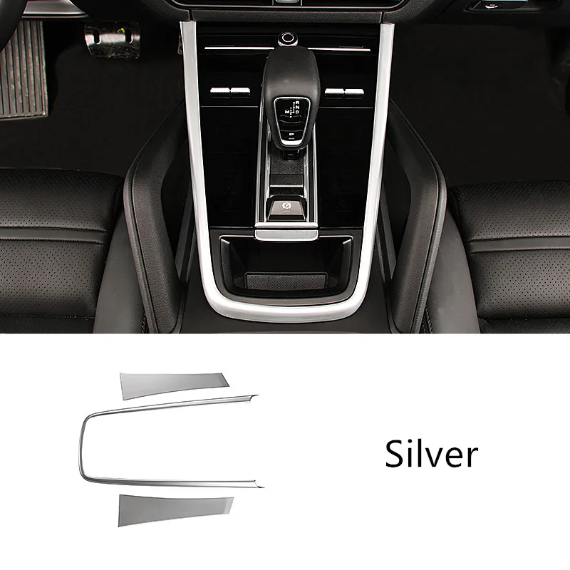 Silver Автомобильный Стайлинг, центральная консоль, рамка переключения передач, декоративная наклейка, Накладка для Porsche Cayenne, центральный модифицированный аксессуар - Название цвета: Silver