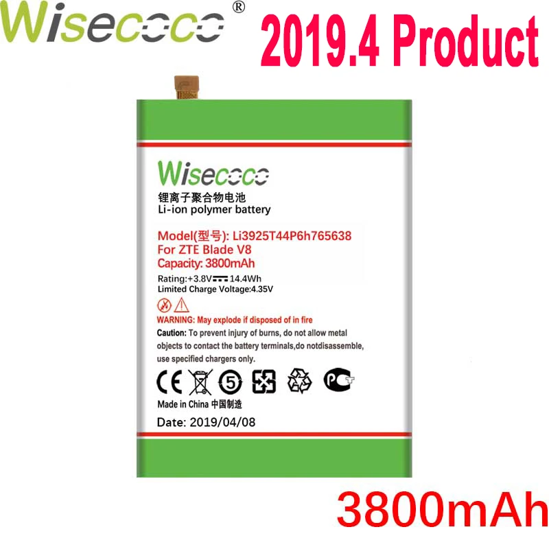 

WISECOCO 3800mAh li3925t44p6h765638 Battery For ZTE BLade V8 Lite 5.0-inch Phone In Stock Latest Production High Quality Battery